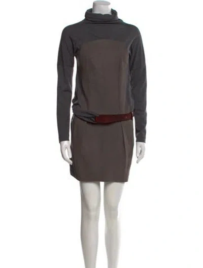Pre-owned Brunello Cucinelli Wool Mini Dress In Gray