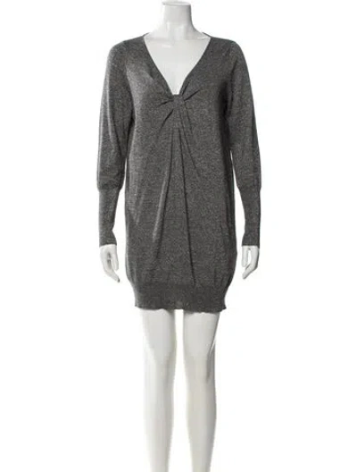 Pre-owned Brunello Cucinelli Wool Mini Dress In Gray