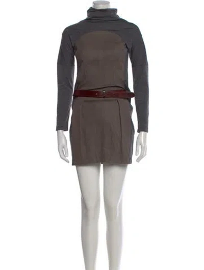 Pre-owned Brunello Cucinelli Wool Mini Dress In Gray