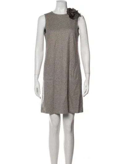 Pre-owned Brunello Cucinelli Wool Mini Dress In Neutrals
