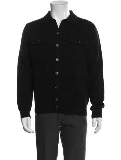 Pre-owned Brunello Cucinelli Wool Mock Neck Cardigan In Black
