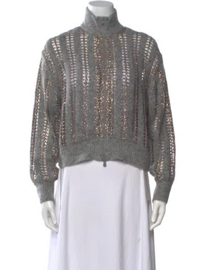 Pre-owned Brunello Cucinelli Wool Mock Neck Sweater In Grey