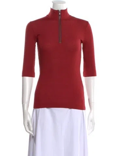 Pre-owned Brunello Cucinelli Wool Mock Neck Top In Red