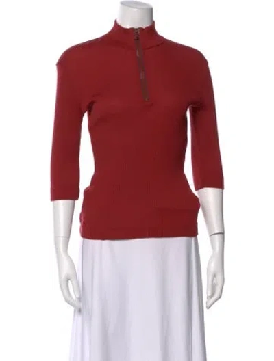 Pre-owned Brunello Cucinelli Wool Mock Neck Top In Red
