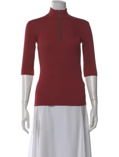 Pre-owned Brunello Cucinelli Wool Mock Neck Top In Red