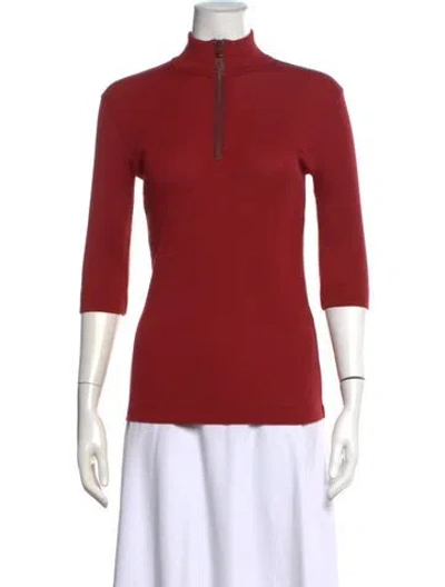 Pre-owned Brunello Cucinelli Wool Mock Neck Top In Red