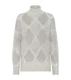 Brunello Cucinelli Dazzling Argyle Wool And Mohair Sweater In White