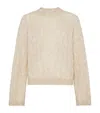 Brunello Cucinelli Wool-mohair Cable-knit Sweater In Neutrals