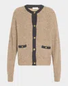 Brunello Cucinelli Wool-mohair Pailette Bicolor Cardigan In Brown