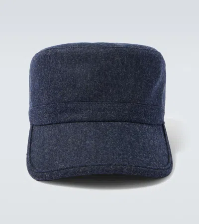 Brunello Cucinelli Wool Newsboy Cap In Blue