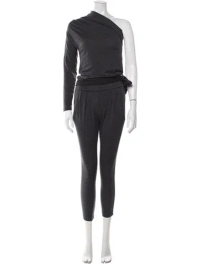 Pre-owned Brunello Cucinelli Wool One-shoulder Jumpsuit In Grey