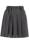 Brunello Cucinelli Pleated Twill Mini Skirt In Grey