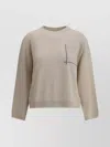 Brunello Cucinelli Wool Oversized Sweater Jewel Detailing In Neutrals