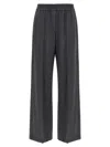 Brunello Cucinelli Grey Pants With Elastic Waist In Wool Blend Stretch Woman In Black