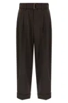 Brunello Cucinelli Baggy Wool Pants In Brown