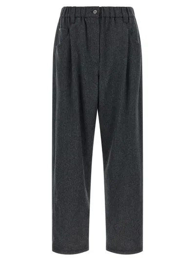 Brunello Cucinelli Wool Mix Tapered Pants Five Pockets In Gray