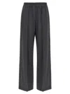 Brunello Cucinelli Grey Pants With Elastic Waist In Wool Blend Stretch Woman In Black