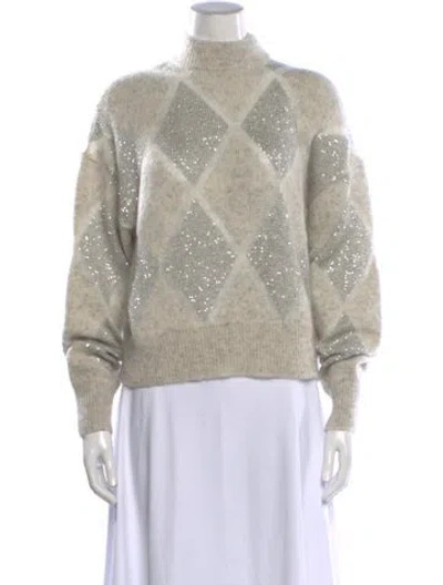 Pre-owned Brunello Cucinelli Wool Patterned Sweater In Grey