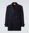 Brunello Cucinelli Double-breasted Wool Coat With Peak Lapels In Blue
