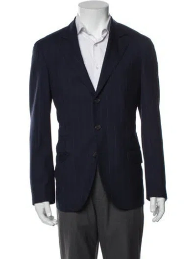 Pre-owned Brunello Cucinelli Wool Peacoat In Blue