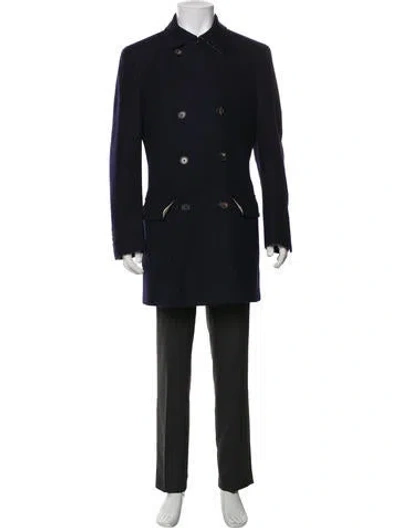 Pre-owned Brunello Cucinelli Wool Peacoat In Blue