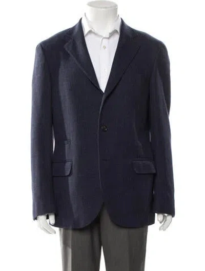 Pre-owned Brunello Cucinelli Wool Peacoat In Blue