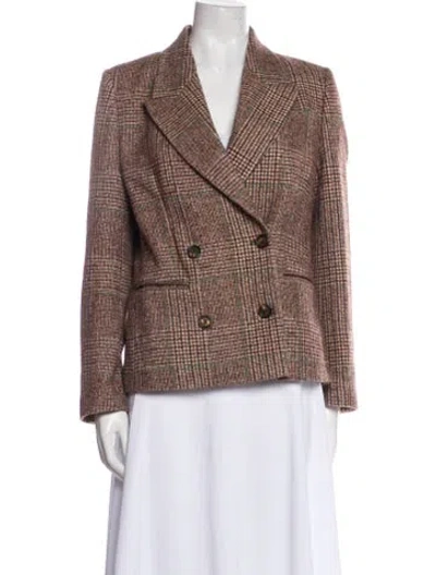 Pre-owned Brunello Cucinelli Wool Plaid Print Blazer In Brown