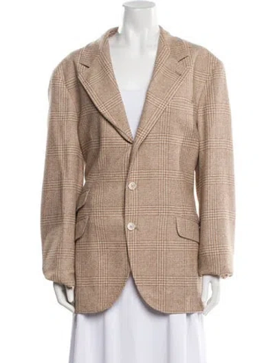 Pre-owned Brunello Cucinelli Wool Plaid Print Blazer In Brown