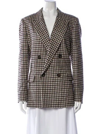 Pre-owned Brunello Cucinelli Wool Plaid Print Blazer In Brown
