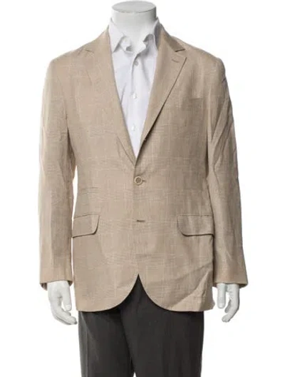 Pre-owned Brunello Cucinelli Wool Plaid Print Jacket In Neutrals