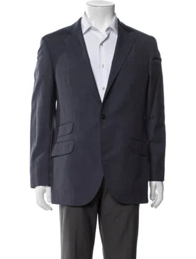 Pre-owned Brunello Cucinelli Wool Plaid Print Overcoat In Blue