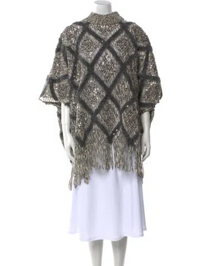 Pre-owned Brunello Cucinelli Wool Plaid Print Sweater W/ Tags In Gray