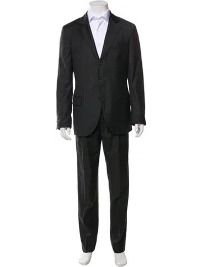 Pre-owned Brunello Cucinelli Wool Plaid Print Two-piece Suit In Blue