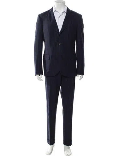 Pre-owned Brunello Cucinelli Wool Plaid Print Two-piece Suit In Blue