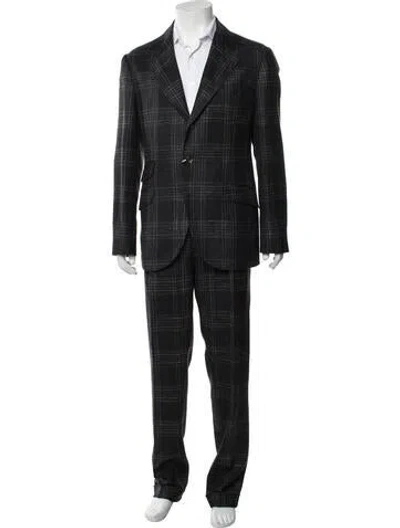 Pre-owned Brunello Cucinelli Wool Plaid Print Two-piece Suit W/ Tags In Black