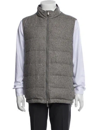 Pre-owned Brunello Cucinelli Wool Plaid Print Vest W/ Tags In Multicolor