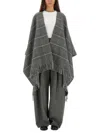 Brunello Cucinelli Women Wool Poncho With Bangs In Gray