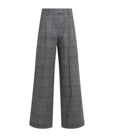 Brunello Cucinelli Wool Prince Of Wales Pants In Black