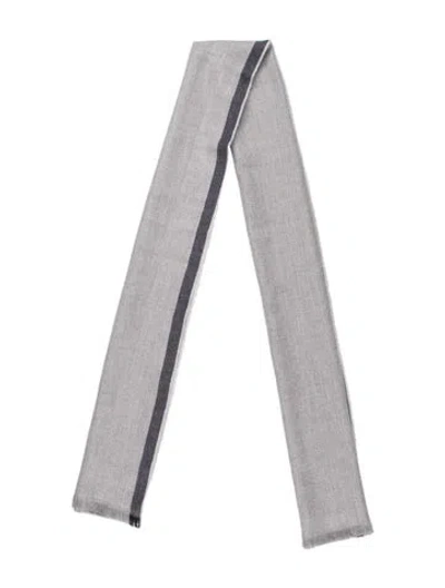 Pre-owned Brunello Cucinelli Wool Printed Scarf In Gray