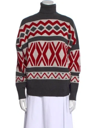 Pre-owned Brunello Cucinelli Wool Printed Sweater In Gray