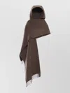 Brunello Cucinelli Wool And Cashmere Knit Scarf With Hood In Brown