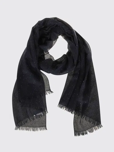 Brunello Cucinelli Wool Scarf With Sequins In Black