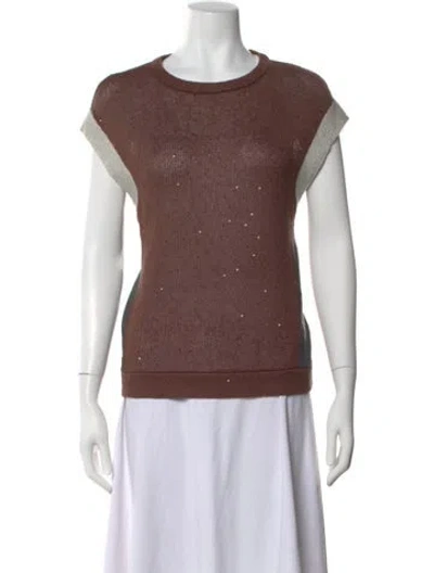Pre-owned Brunello Cucinelli Wool Scoop Neck Sweater In Brown