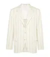 Brunello Cucinelli Wool-sea Island Cotton Stripe Blazer In White