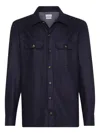 Brunello Cucinelli Wool Shirt With Long Sleeves And Spread Collar In Blue