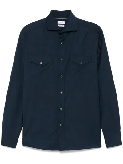 Brunello Cucinelli Wool Shirt In Black