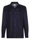 Brunello Cucinelli Wool Shirt With Long Sleeves And Spread Collar In Blue