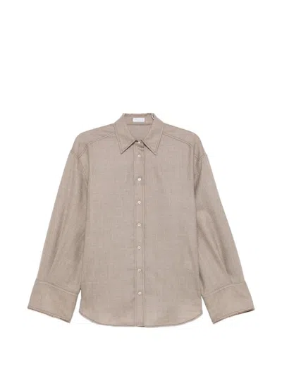 Brunello Cucinelli Wool Shirt In Brown