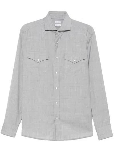 Brunello Cucinelli Wool Shirt In Gray