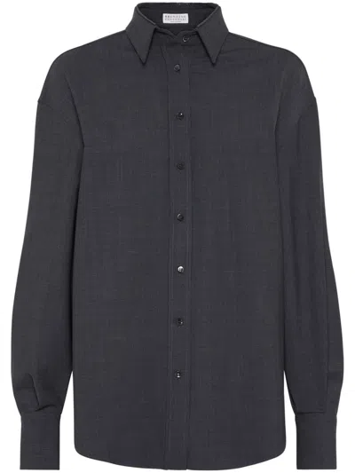 Brunello Cucinelli Wool Shirt In Grey